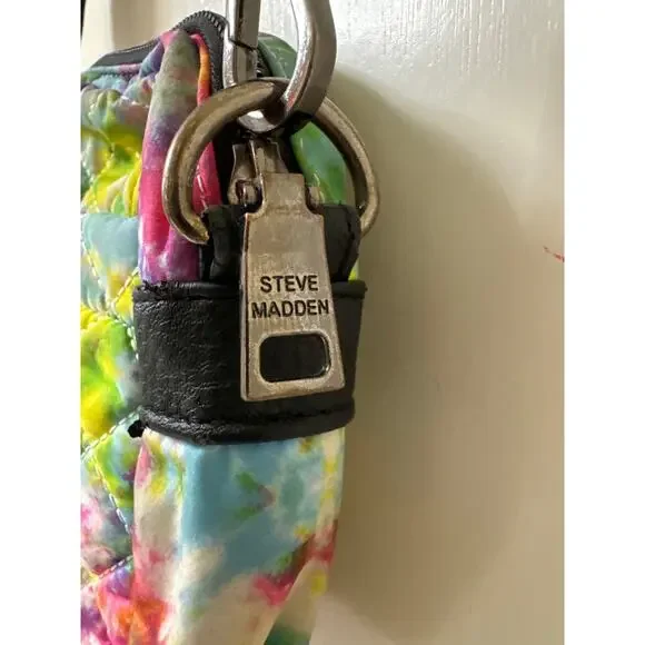 Steve Madden Tie Dye Bright Multicolored Quilted Nylon Crossbody Shoulder Bag - Picture 5 of 9